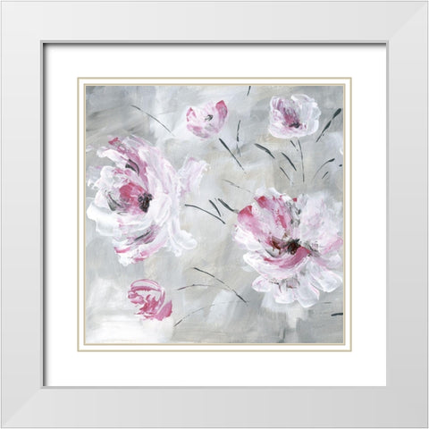 Blush Bloom I White Modern Wood Framed Art Print with Double Matting by Craven, Katrina
