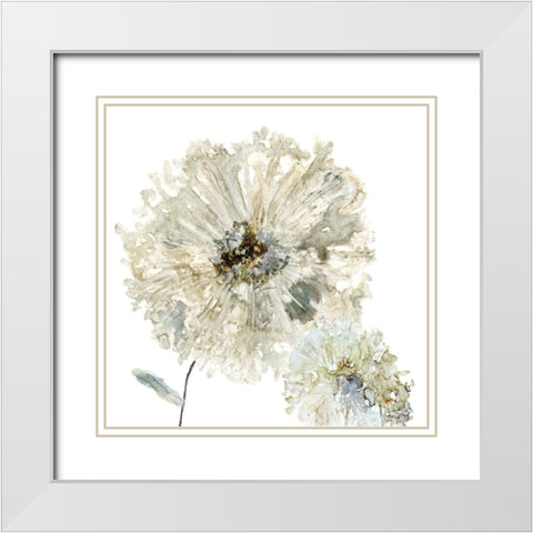 Glittering Mums II White Modern Wood Framed Art Print with Double Matting by Robinson, Carol