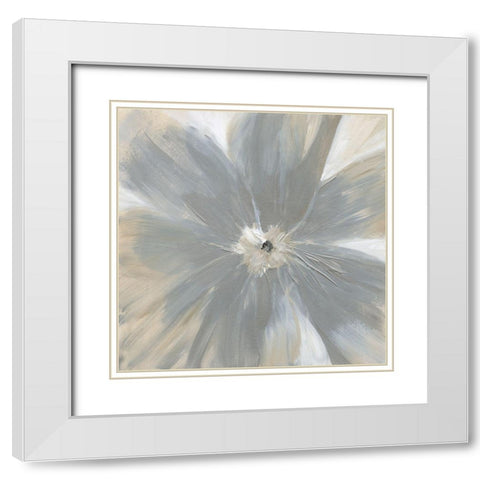 Silver Bloom White Modern Wood Framed Art Print with Double Matting by Nan