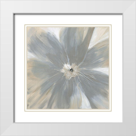 Silver Bloom White Modern Wood Framed Art Print with Double Matting by Nan