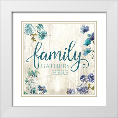 Family Gathers White Modern Wood Framed Art Print with Double Matting by Knutsen, Conrad