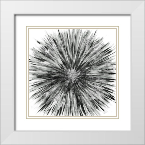 Staccato Bloom White Modern Wood Framed Art Print with Double Matting by Craven, Katrina