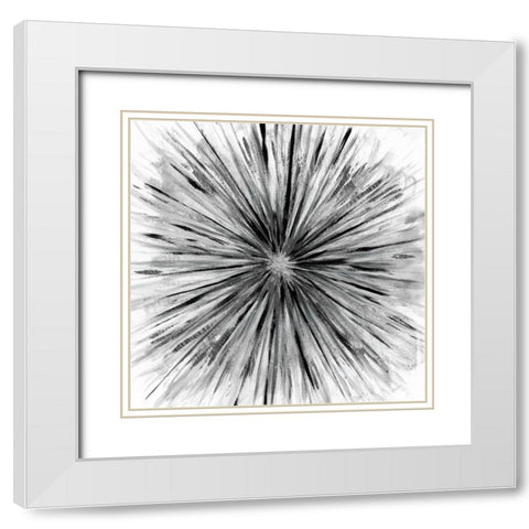Staccato Burst White Modern Wood Framed Art Print with Double Matting by Craven, Katrina