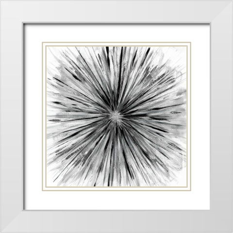 Staccato Burst White Modern Wood Framed Art Print with Double Matting by Craven, Katrina