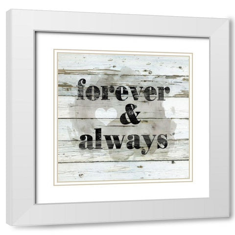 Wood Stencil Forever White Modern Wood Framed Art Print with Double Matting by Robinson, Carol