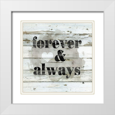 Wood Stencil Forever White Modern Wood Framed Art Print with Double Matting by Robinson, Carol