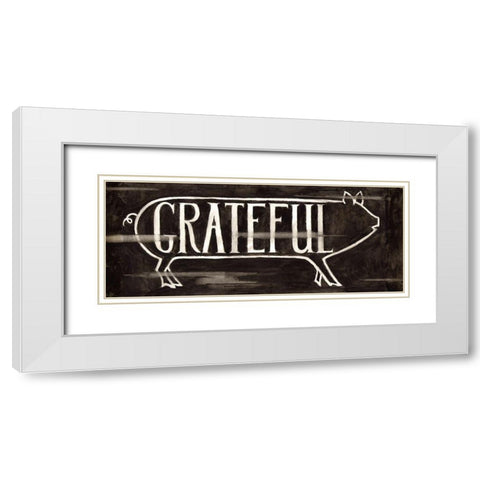 Grateful Pig White Modern Wood Framed Art Print with Double Matting by Halm, Carol
