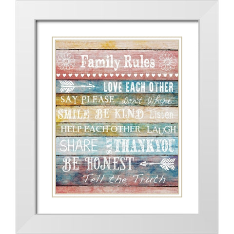 Family Rules White Modern Wood Framed Art Print with Double Matting by Knutsen, Conrad