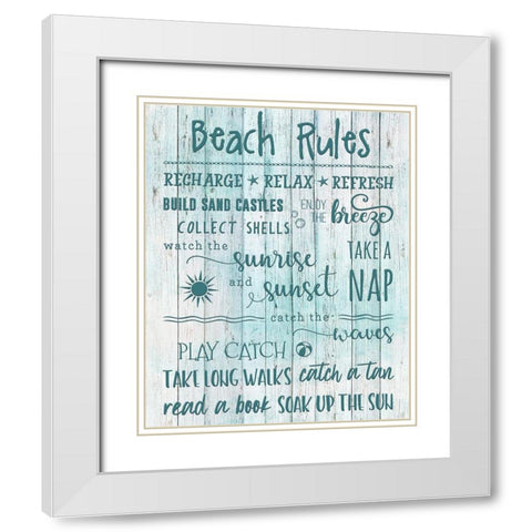 Beach Rules White Modern Wood Framed Art Print with Double Matting by Carpentieri, Natalie