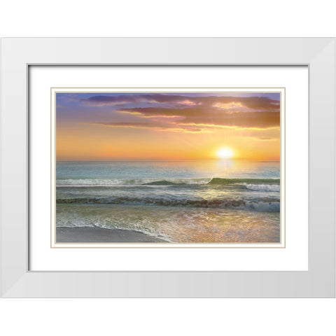 Dawn Rays White Modern Wood Framed Art Print with Double Matting by Calascibetta, Mike
