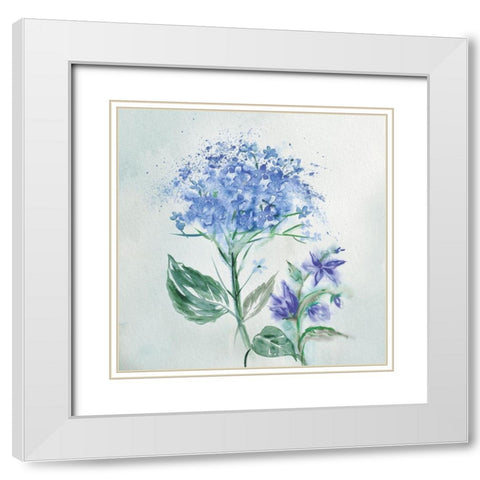Blue Flower Wash White Modern Wood Framed Art Print with Double Matting by Knutsen, Conrad