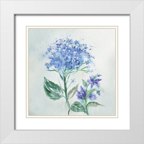 Blue Flower Wash White Modern Wood Framed Art Print with Double Matting by Knutsen, Conrad