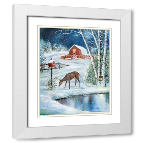 Holiday Skating White Modern Wood Framed Art Print with Double Matting by Manning, Ruane