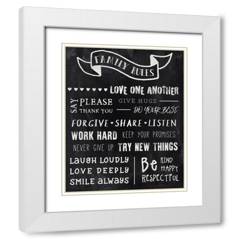 Chalkboard Rules White Modern Wood Framed Art Print with Double Matting by CAD DESIGNS