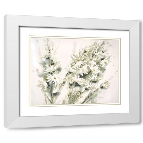 Daisy Spray White Modern Wood Framed Art Print with Double Matting by Bjorkland, George