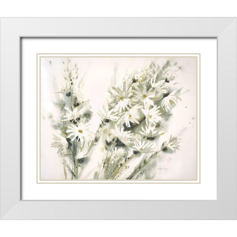 Daisy Spray White Modern Wood Framed Art Print with Double Matting by Bjorkland, George