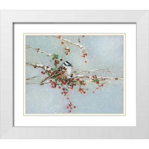 Woodpecker in Winter White Modern Wood Framed Art Print with Double Matting by Swatland, Sally