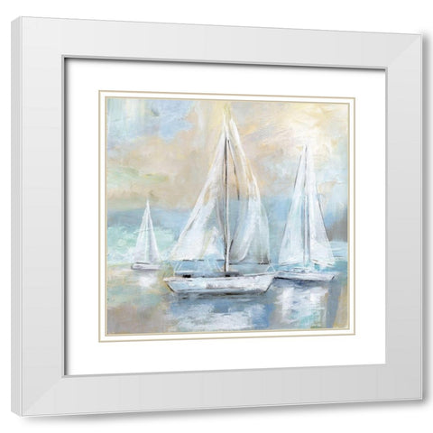 Sail Away White Modern Wood Framed Art Print with Double Matting by Nan