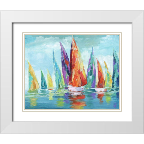 Fine Day Sailing I White Modern Wood Framed Art Print with Double Matting by Nan