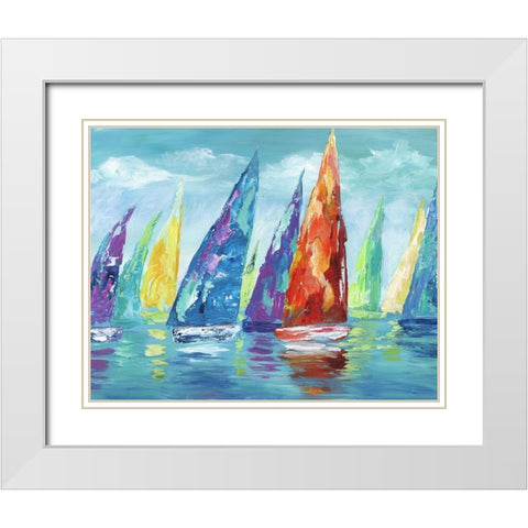 Fine Day Sailing II White Modern Wood Framed Art Print with Double Matting by Nan