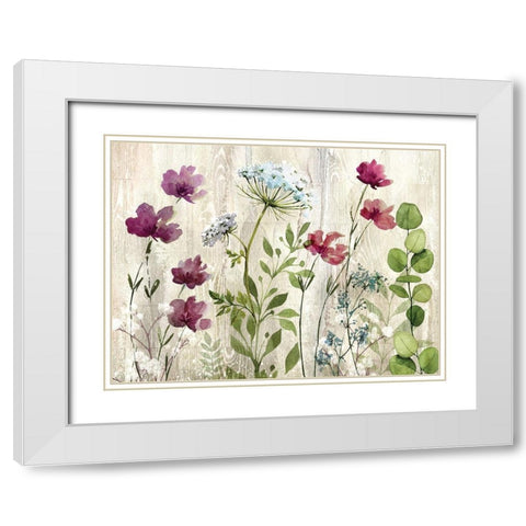 Meadow Flowers I White Modern Wood Framed Art Print with Double Matting by Knutsen, Conrad