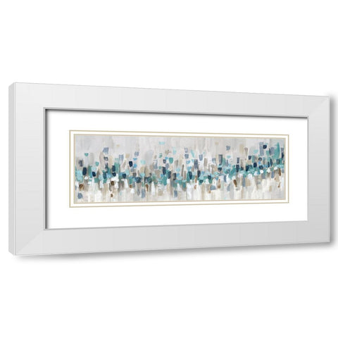 Blue Staccato White Modern Wood Framed Art Print with Double Matting by Craven, Katrina