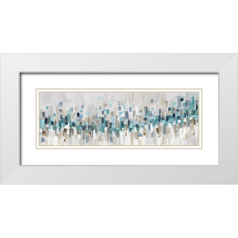 Blue Staccato White Modern Wood Framed Art Print with Double Matting by Craven, Katrina