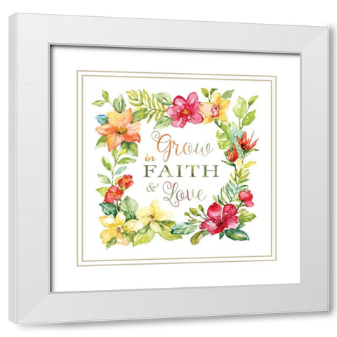 Tropic Faith Wreath White Modern Wood Framed Art Print with Double Matting by Nan