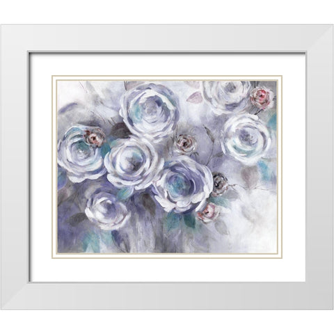 Iced Flowers White Modern Wood Framed Art Print with Double Matting by Robinson, Carol
