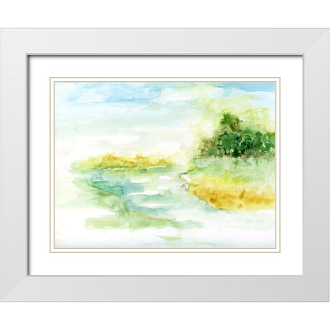 Dreamy Inlet White Modern Wood Framed Art Print with Double Matting by Nan