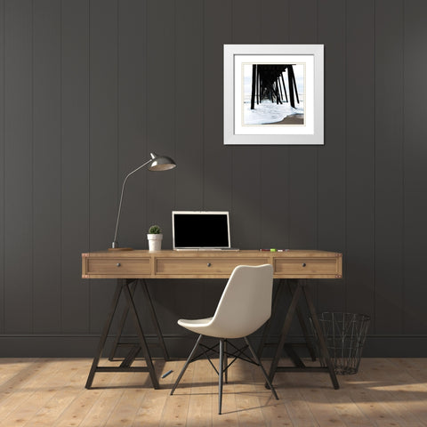Belmar Pier White Modern Wood Framed Art Print with Double Matting by Carpentieri, Natalie