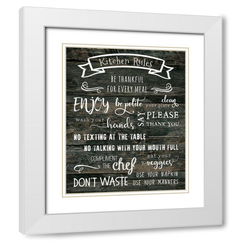 Kitchen Rules White Modern Wood Framed Art Print with Double Matting by CAD DESIGNS