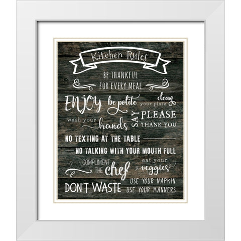 Kitchen Rules White Modern Wood Framed Art Print with Double Matting by CAD DESIGNS