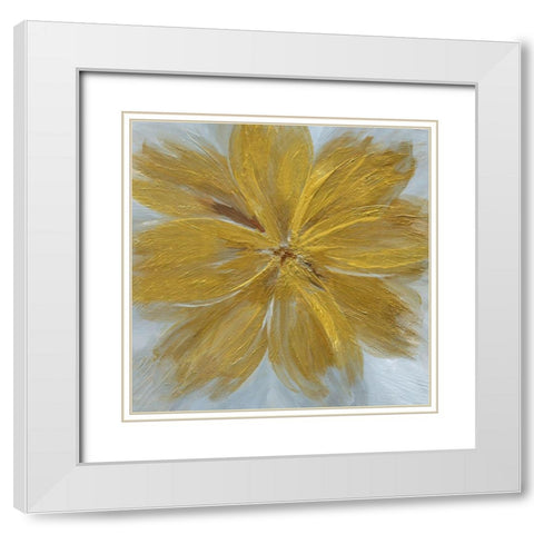 Golden Blue White Modern Wood Framed Art Print with Double Matting by Nan