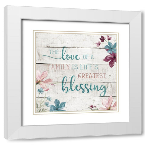 Family Blessing White Modern Wood Framed Art Print with Double Matting by Robinson, Carol