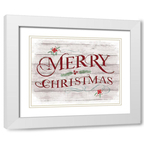 Merry Christmas White Modern Wood Framed Art Print with Double Matting by Murray, Amanda