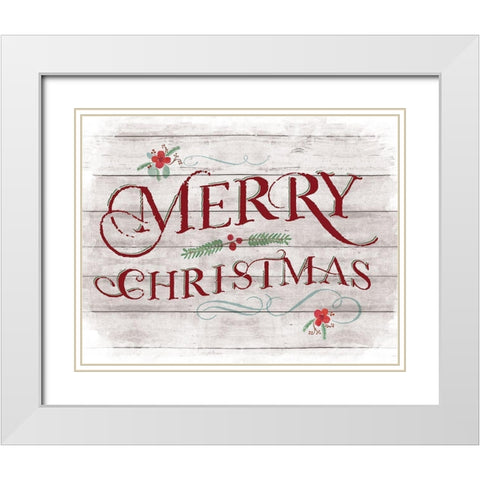 Merry Christmas White Modern Wood Framed Art Print with Double Matting by Murray, Amanda