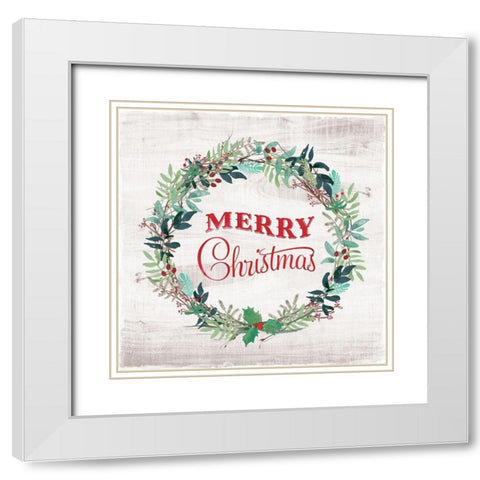 Merry Christmas White Modern Wood Framed Art Print with Double Matting by Murray, Amanda