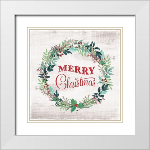 Merry Christmas White Modern Wood Framed Art Print with Double Matting by Murray, Amanda