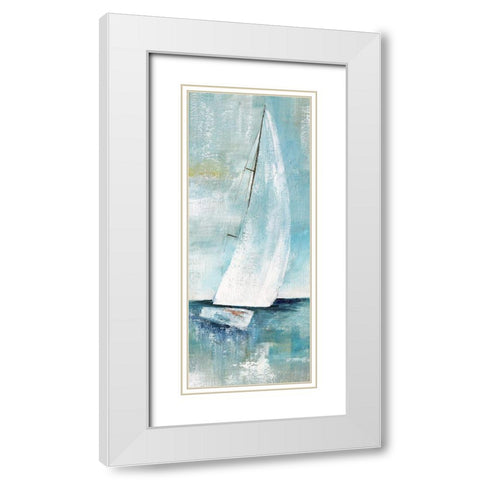 Simply Sailing I White Modern Wood Framed Art Print with Double Matting by Nan