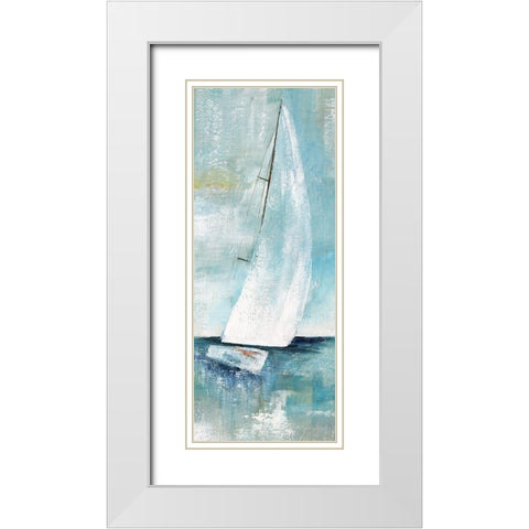 Simply Sailing I White Modern Wood Framed Art Print with Double Matting by Nan