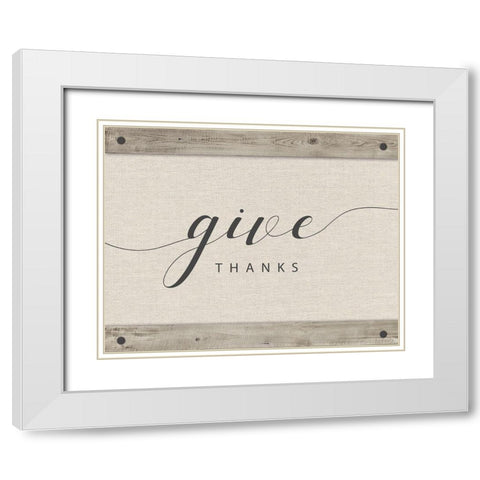 Give Thanks White Modern Wood Framed Art Print with Double Matting by Murray, Amanda