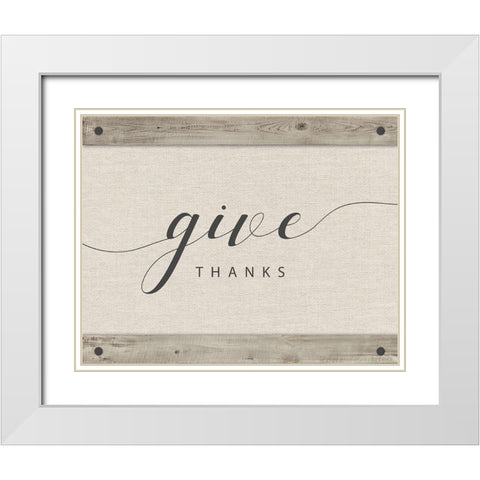 Give Thanks White Modern Wood Framed Art Print with Double Matting by Murray, Amanda