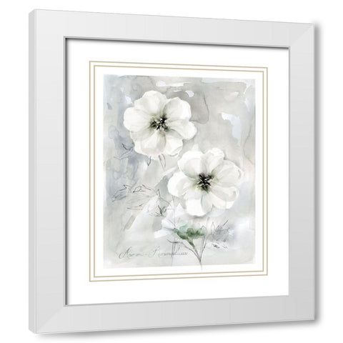 White Anemone White Modern Wood Framed Art Print with Double Matting by Robinson, Carol