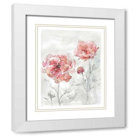 Blush Botanical II White Modern Wood Framed Art Print with Double Matting by Robinson, Carol