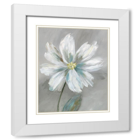 Simple Flower I White Modern Wood Framed Art Print with Double Matting by Nan