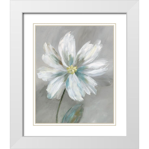 Simple Flower I White Modern Wood Framed Art Print with Double Matting by Nan