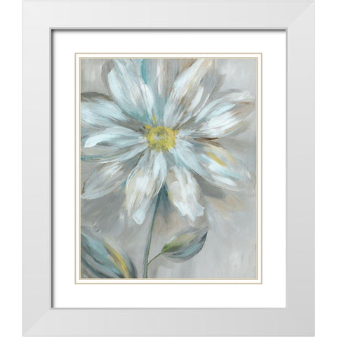 Simple Flower II White Modern Wood Framed Art Print with Double Matting by Nan