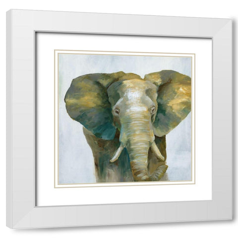 Jade Elephant White Modern Wood Framed Art Print with Double Matting by Nan