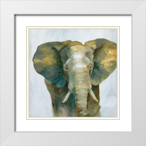 Jade Elephant White Modern Wood Framed Art Print with Double Matting by Nan